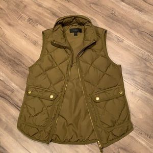 J. Crew Army green vest with quilted pattern detail